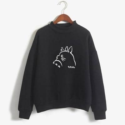 Women Lovely TOTORO Preppy Style Hooded Fleece Turtleneck Pullover Hoodies - Kpopshop