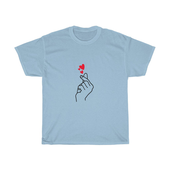 Korean Finger Heart Teenage Pop Top Tee Shirt