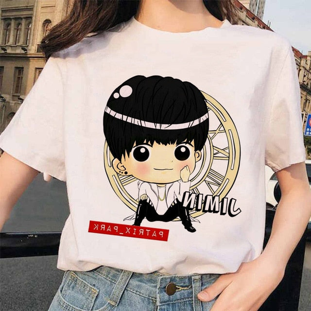 bangtan boys Print T-Shirt JIN SUGA J HOPE JIMIN V JUNGKOOK Top Tshirt Cartoon Girl Top T-Shirt korean style tshirt female