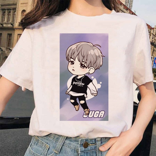 bangtan boys Print T-Shirt JIN SUGA J HOPE JIMIN V JUNGKOOK Top Tshirt Cartoon Girl Top T-Shirt korean style tshirt female