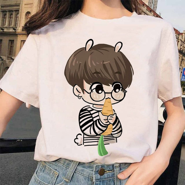 bangtan boys Print T-Shirt JIN SUGA J HOPE JIMIN V JUNGKOOK Top Tshirt Cartoon Girl Top T-Shirt korean style tshirt female