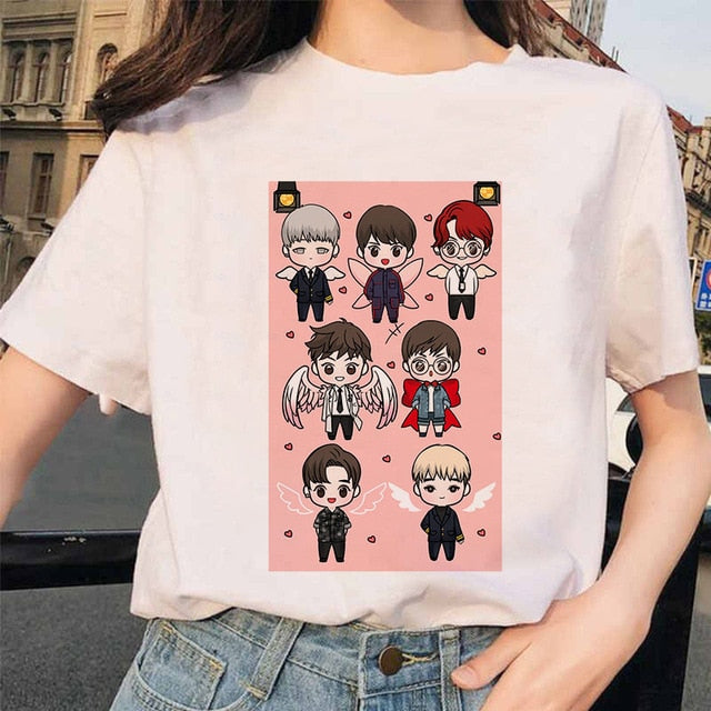 bangtan boys Print T-Shirt JIN SUGA J HOPE JIMIN V JUNGKOOK Top Tshirt Cartoon Girl Top T-Shirt korean style tshirt female