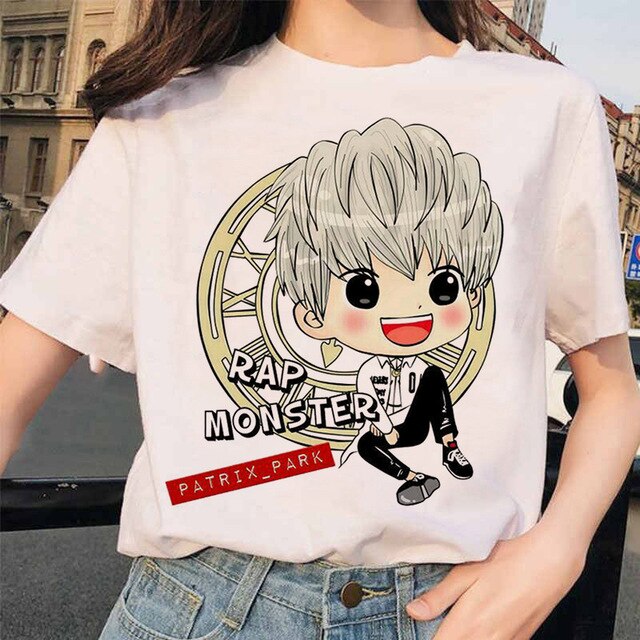 bangtan boys Print T-Shirt JIN SUGA J HOPE JIMIN V JUNGKOOK Top Tshirt Cartoon Girl Top T-Shirt korean style tshirt female