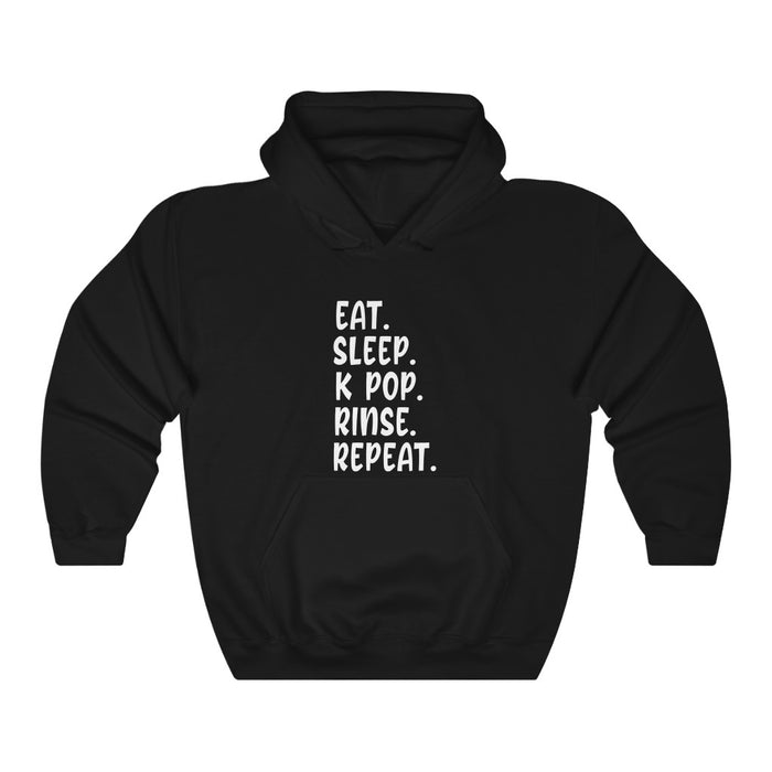 Eat Sleep K Pop Rinse Repeat  Hoodie - Trendy Winter Kpop Hoodies - Kpop Hooded Sweater