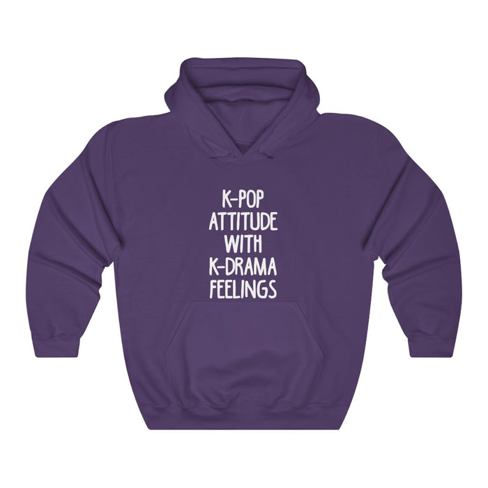 K-Pop Attitude With K-Drama Feelings Hoodie - Trendy Winter Kpop Hoodies Kpop Fashion - Kpop Hooded Sweater