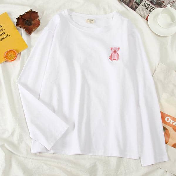 Kpopshop Originals - T-shirts Rainbow Striped Soft Loose Embroidery T-shirt  (5) - Kpopshop