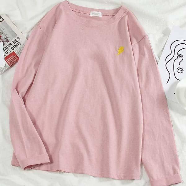 Kpopshop Originals - T-shirts Rainbow Striped Soft Loose Embroidery T-shirt  (5) - Kpopshop