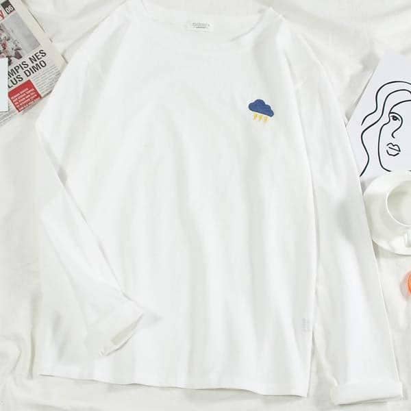 Kpopshop Originals - T-shirts Rainbow Striped Soft Loose Embroidery T-shirt  (5) - Kpopshop