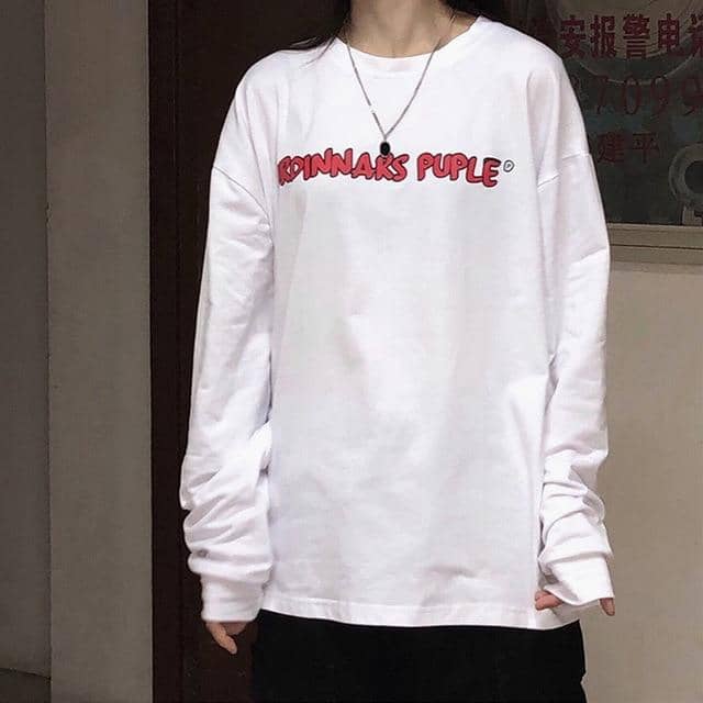 Kpopshop Originals - T-shirt Women Hip-hop Tees Korean Style letter T-shirts Girls black white tops - Kpopshop