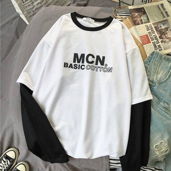Kpopshop Originals - T-shirt Women Hip-hop Tees Korean Style letter T-shirts Girls black white tops - Kpopshop