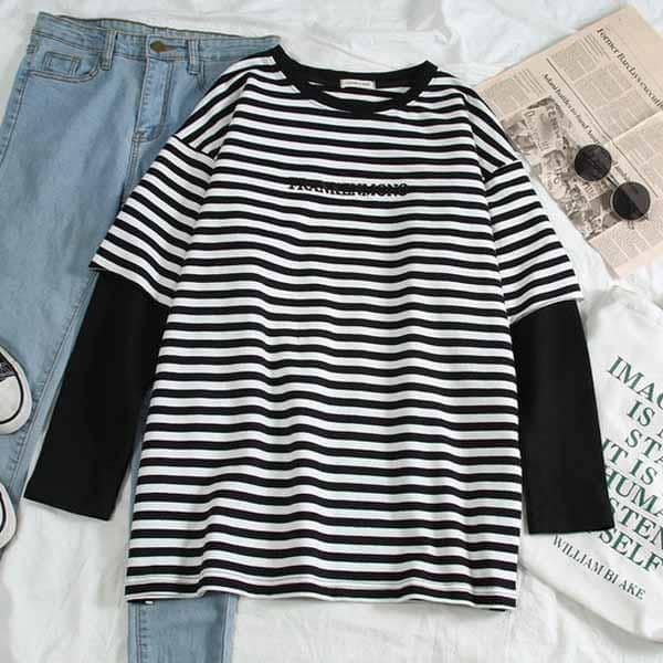 Kpopshop Originals - T-shirt Women Hip-hop Tees Korean Style letter T-shirts Girls black white tops - Kpopshop