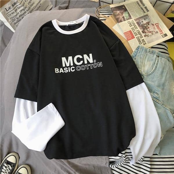 Kpopshop Originals - T-shirt Women Hip-hop Tees Korean Style letter T-shirts Girls black white tops - Kpopshop