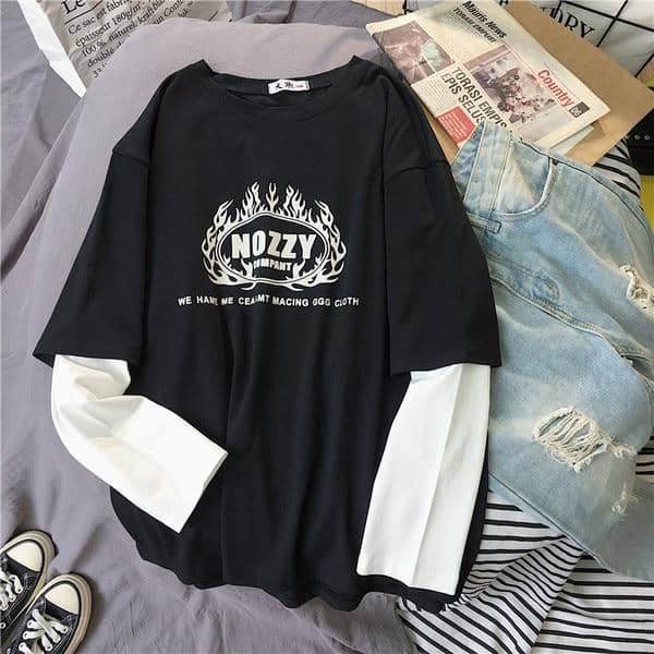 Kpopshop Originals - T-shirt Women Hip-hop Tees Korean Style letter T-shirts Girls black white tops - Kpopshop