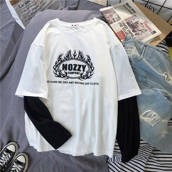 Kpopshop Originals - T-shirt Women Hip-hop Tees Korean Style letter T-shirts Girls black white tops - Kpopshop