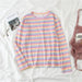 Kpopshop Originals - T-shirts Rainbow Striped Soft Loose Embroidery T-shirt  (4) - Kpopshop