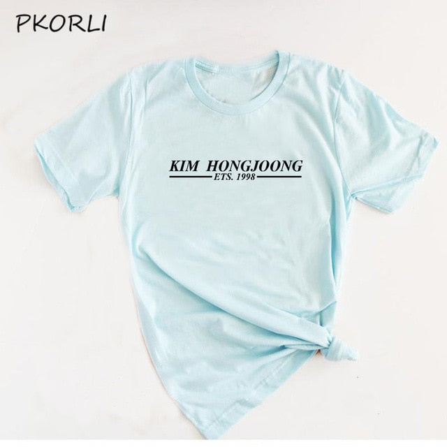 korean fashion kpop Ateez bias KIM HONGJOONG printed tshirt for women yong girl t-shirt fans gift clothes S-3XL