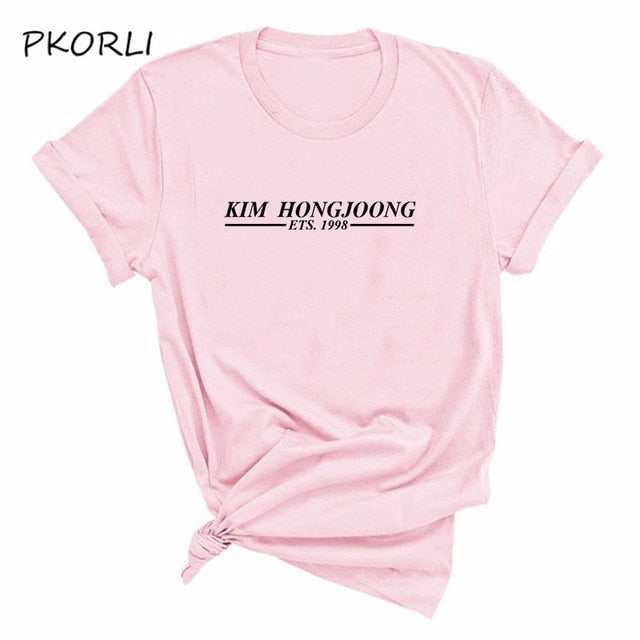 korean fashion kpop Ateez bias KIM HONGJOONG printed tshirt for women yong girl t-shirt fans gift clothes S-3XL