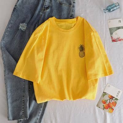 Kpopshop Originals - korean Stripped New for Women tees Tops embroidery 90's girls  Streetwear - Kpopshop
