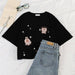 Kpopshop Originals - korean Stripped New for Women tees Tops embroidery 90's girls  Streetwear - Kpopshop