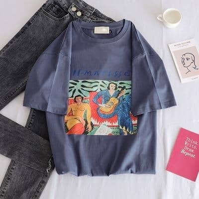 Kpopshop Originals - korean Stripped New for Women tees Tops embroidery 90's girls  Streetwear - Kpopshop