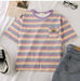Kpopshop Originals - korean Stripped New for Women tees Tops embroidery 90's girls  Streetwear - Kpopshop