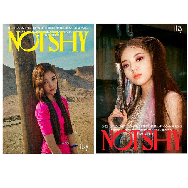 kpop 2pcs/set ITZY New Album Not Shy Clear  HD Printing Wall Banner Poster Stickers Yeji Lia Ryujin Chaeryeong Yuna Fans Gifts