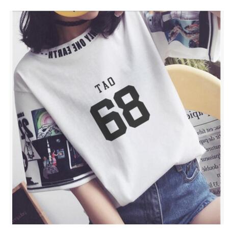 EXO The same women loose t shirts k-pop Round neck Student half sleeve tops T-shirt summer fashion cotton t-shirt