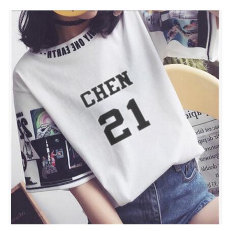 EXO The same women loose t shirts k-pop Round neck Student half sleeve tops T-shirt summer fashion cotton t-shirt