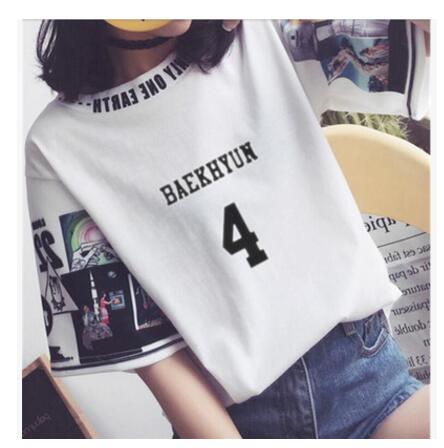 EXO The same women loose t shirts k-pop Round neck Student half sleeve tops T-shirt summer fashion cotton t-shirt