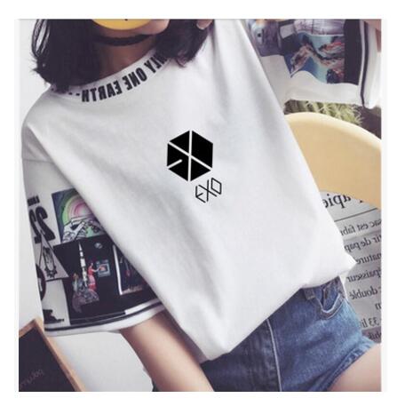 EXO The same women loose t shirts k-pop Round neck Student half sleeve tops T-shirt summer fashion cotton t-shirt