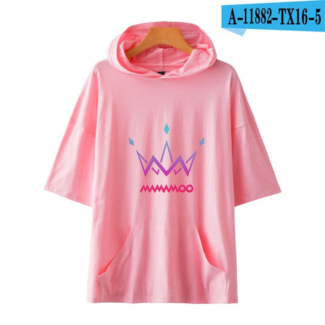 MAMAMOO Hoodie Tshirt Women Men Printed Short-Sleeved hooded sweatshirt New Arrival
