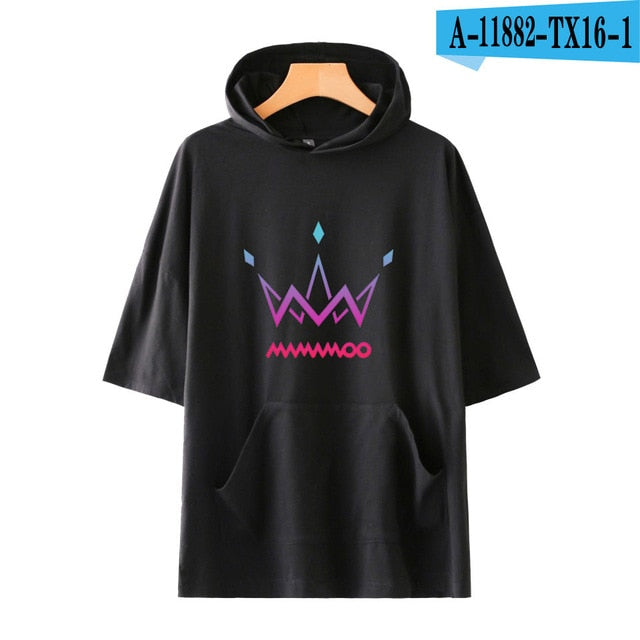 MAMAMOO Hoodie Tshirt Women Men Printed Short-Sleeved hooded sweatshirt New Arrival