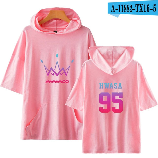 MAMAMOO Hoodie Tshirt Women Men Printed Short-Sleeved hooded sweatshirt New Arrival