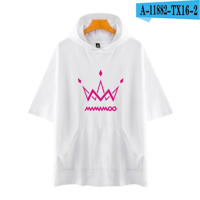 MAMAMOO Hoodie Tshirt Women Men Printed Short-Sleeved hooded sweatshirt New Arrival