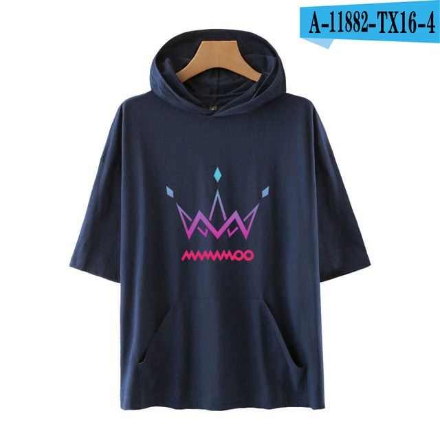 MAMAMOO Hoodie Tshirt Women Men Printed Short-Sleeved hooded sweatshirt New Arrival