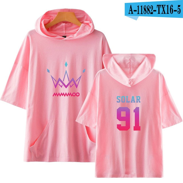 MAMAMOO Hoodie Tshirt Women Men Printed Short-Sleeved hooded sweatshirt New Arrival