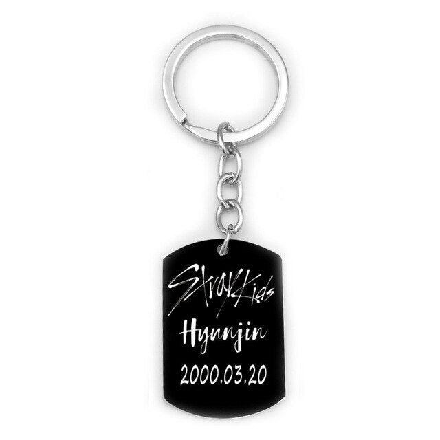 kpop stray kids keychains Black member signature all metal key ring pendant stray kids kpop supplies wholesale Stainless steel