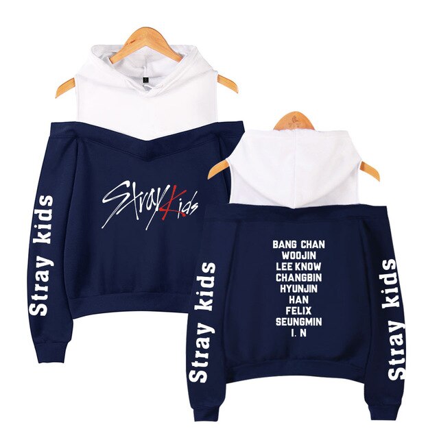 Stray Kids KPOP Off-shoulder Sweatshirt Women Fashion Hip Pop Printed Sweatshirt XS-2XL - Kpopshop