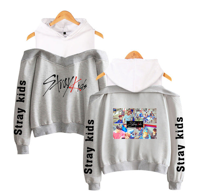 Stray Kids KPOP Off-shoulder Sweatshirt Women Fashion Hip Pop Printed Sweatshirt XS-2XL - Kpopshop