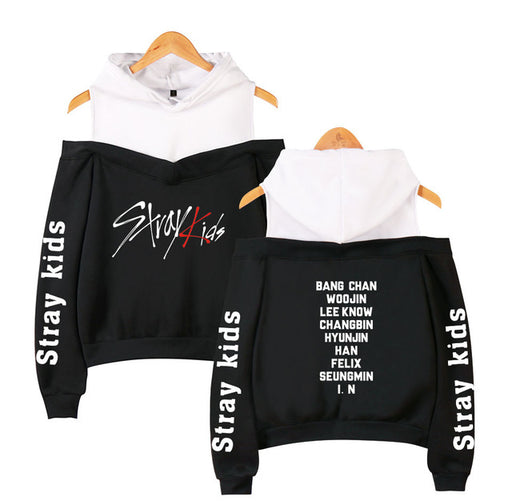 Stray Kids KPOP Off-shoulder Sweatshirt Women Fashion Hip Pop Printed Sweatshirt XS-2XL - Kpopshop