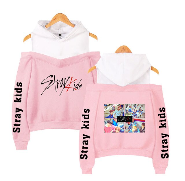 Stray Kids KPOP Off-shoulder Sweatshirt Women Fashion Hip Pop Printed Sweatshirt XS-2XL - Kpopshop