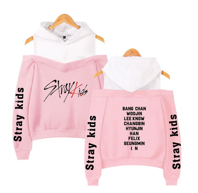 Stray Kids KPOP Off-shoulder Sweatshirt Women Fashion Hip Pop Printed Sweatshirt XS-2XL - Kpopshop