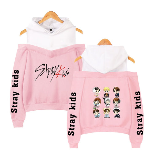 Stray Kids KPOP Off-shoulder Sweatshirt Women Fashion Hip Pop Printed Sweatshirt XS-2XL - Kpopshop