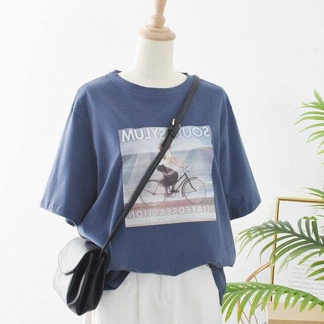 Kpopshop Originals - T-shirts Rainbow Striped Soft Loose Embroidery T-shirt - Kpopshop