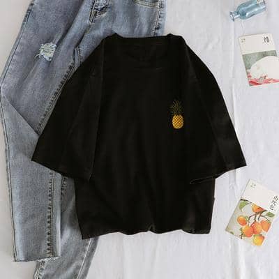 Kpopshop Originals - T-shirts Rainbow Striped Soft Loose Embroidery T-shirt - Kpopshop