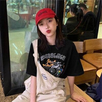 Kpopshop Originals - T-shirts Rainbow Striped Soft Loose Embroidery T-shirt - Kpopshop