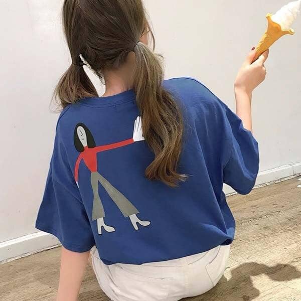 Kpopshop Originals - T-shirts Rainbow Striped Soft Loose Embroidery T-shirt - Kpopshop