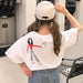 Kpopshop Originals - T-shirts Rainbow Striped Soft Loose Embroidery T-shirt - Kpopshop