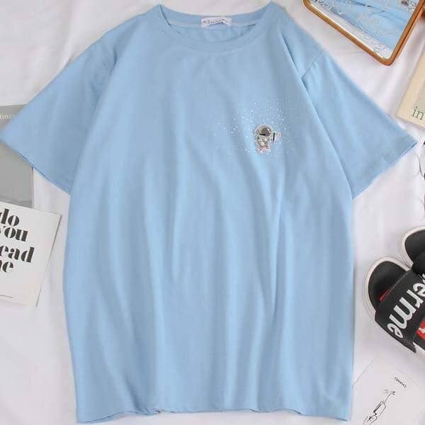 Kpopshop Originals - T-shirts Rainbow Striped Soft Loose Embroidery T-shirt - Kpopshop